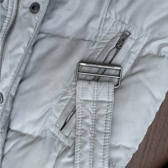 Y2K Hollister Grey Puffer Coat Parka Jacket Faux Fur Hood Size Medium - Picture 6 of 15